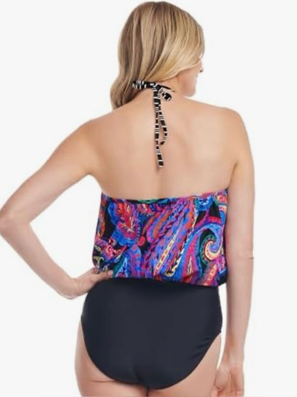 NWT Mazu Women’s One Piece Swimsuit Modest High Neck Halter Blouse Swimsuit 22W - Picture 3 of 9